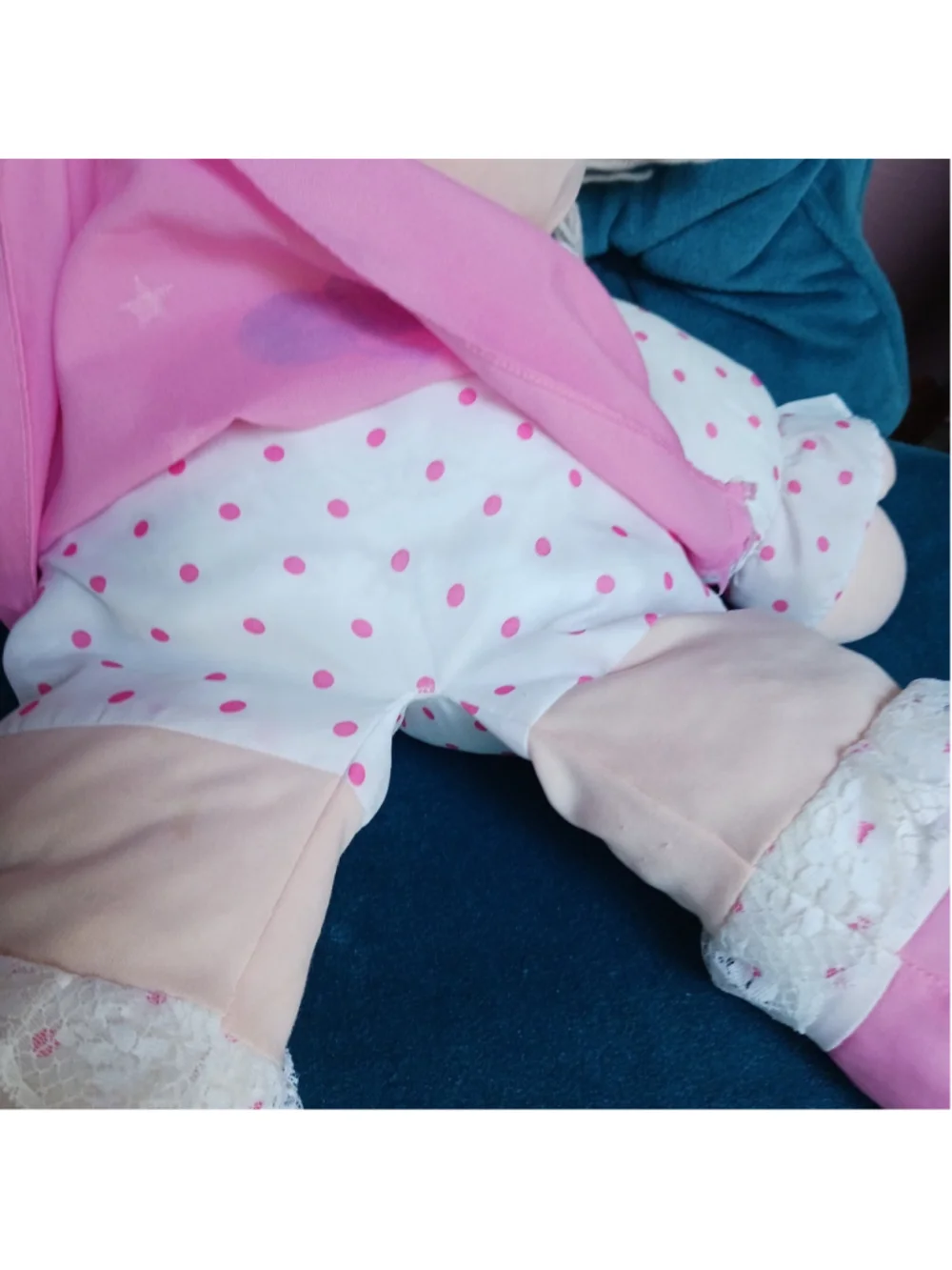 VTG 1989 Dolly Mine Well Made Toy Rag Cloth Doll Pink Dress Yarn Hair 20